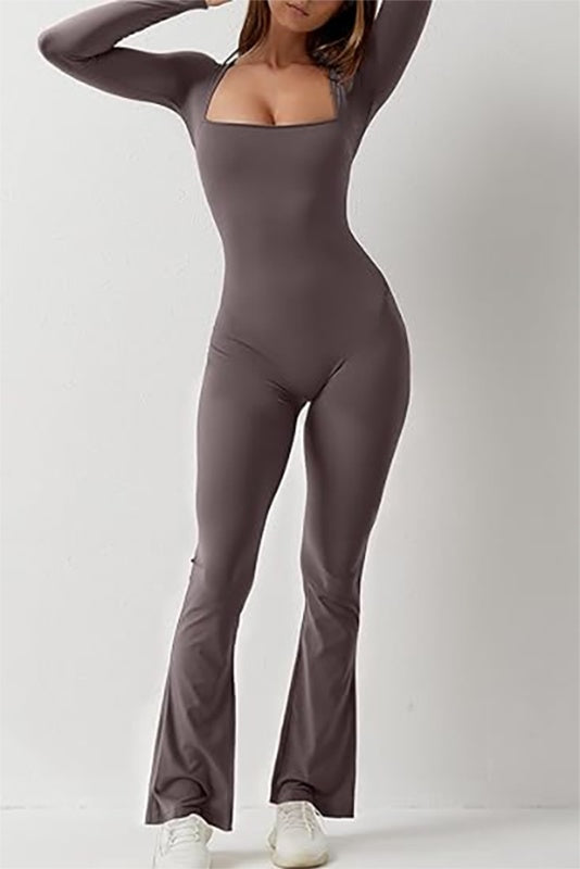 Square Neck One-Piece Bell Bottom Jumpsuit β Bold, Retro, and Ready to Turn Heads