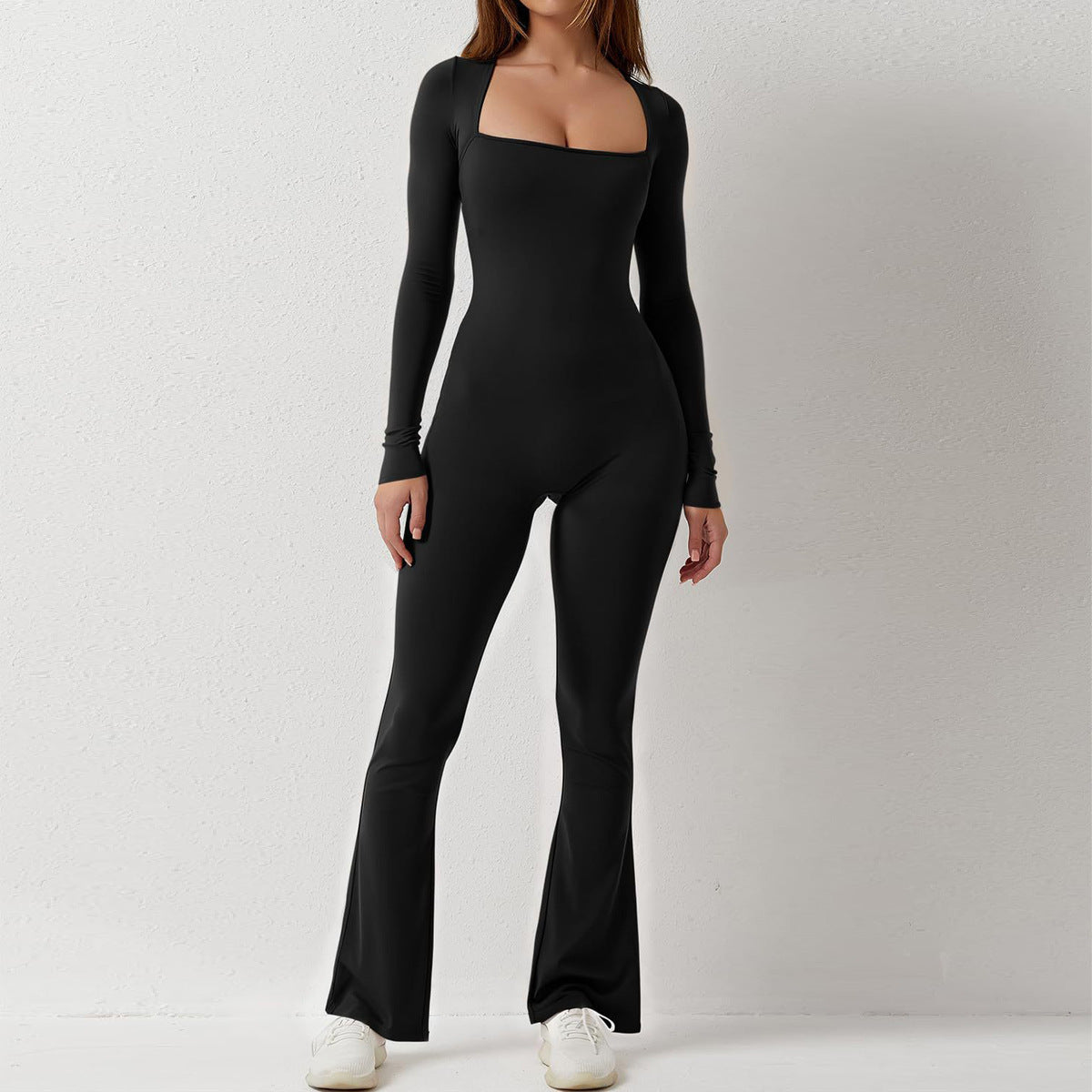 Square Neck One-Piece Bell Bottom Jumpsuit β Bold, Retro, and Ready to Turn Heads