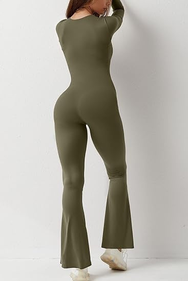 Square Neck One-Piece Bell Bottom Jumpsuit β Bold, Retro, and Ready to Turn Heads
