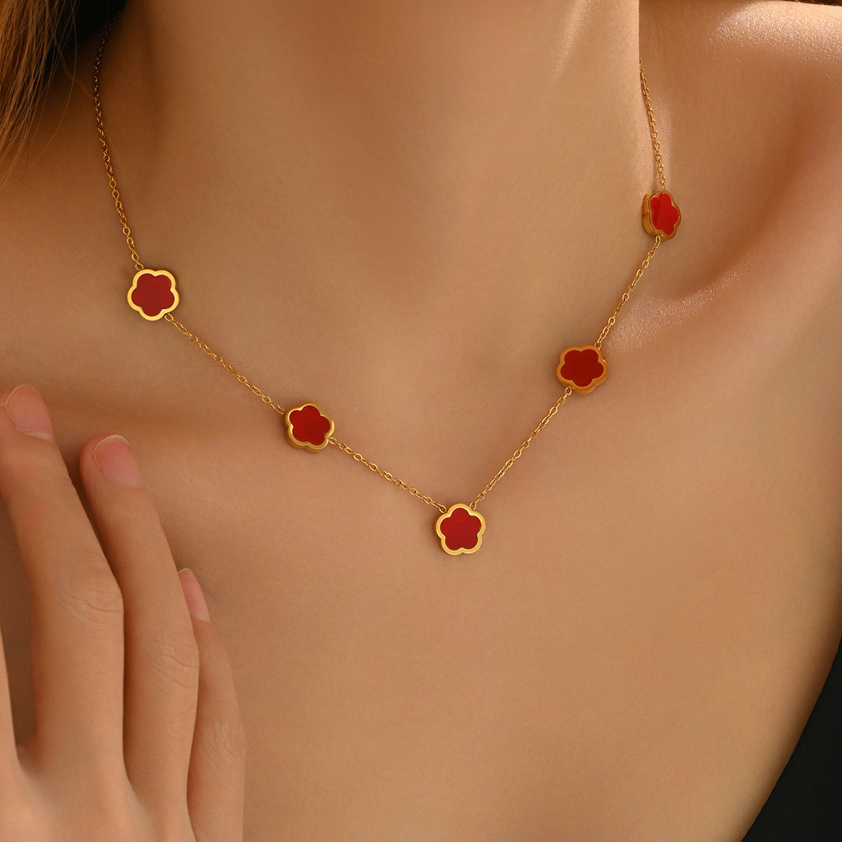 Golden Aura Clover Necklace