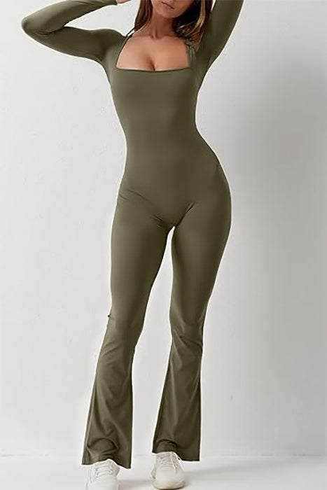 Square Neck One-Piece Bell Bottom Jumpsuit β Bold, Retro, and Ready to Turn Heads