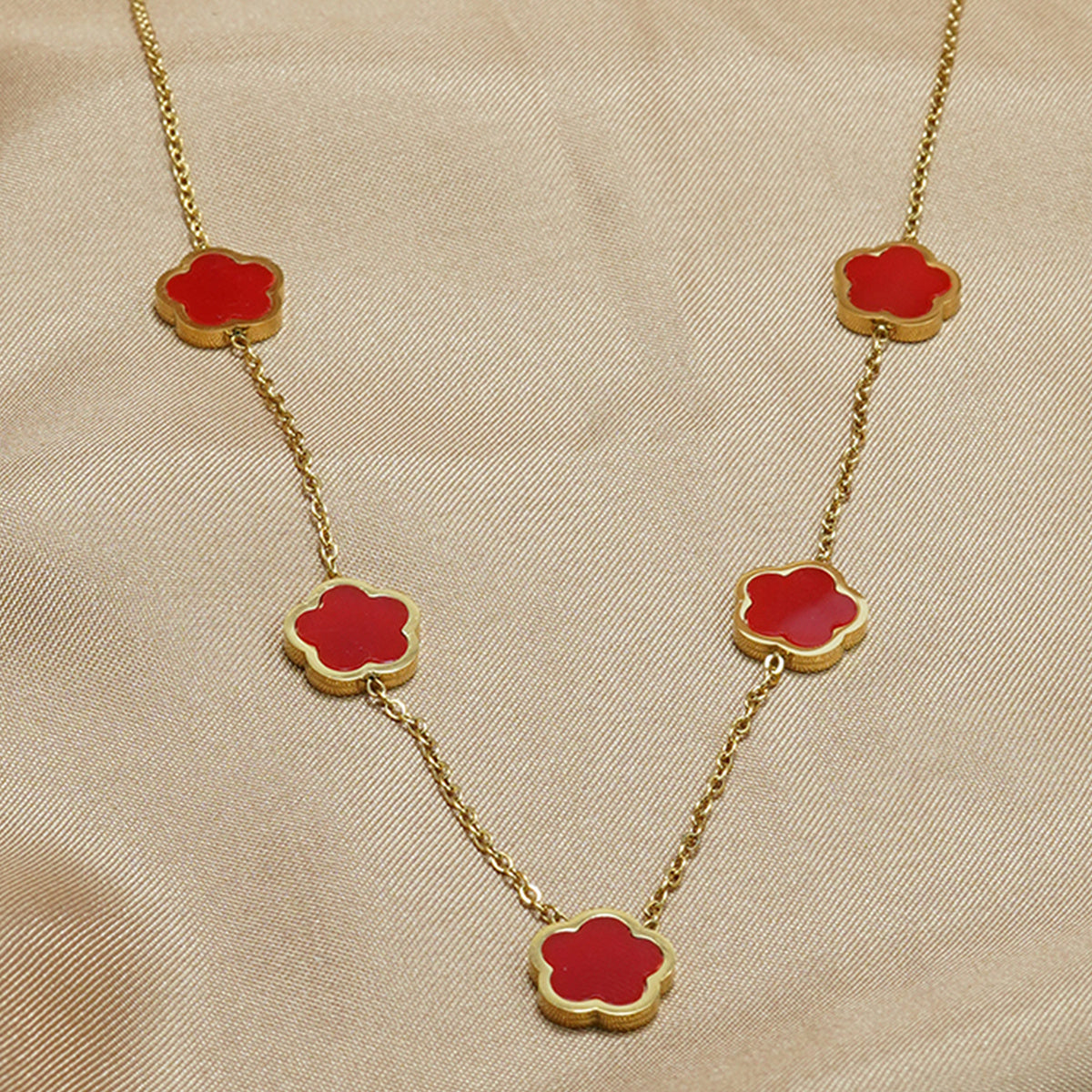 Golden Aura Clover Necklace