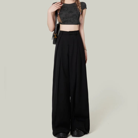 Inova Summer Drape Petite High Waist Wide Leg Casual Pants