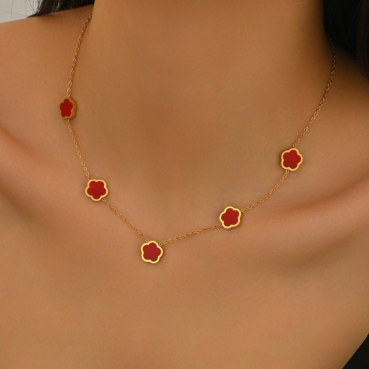 Golden Aura Clover Necklace